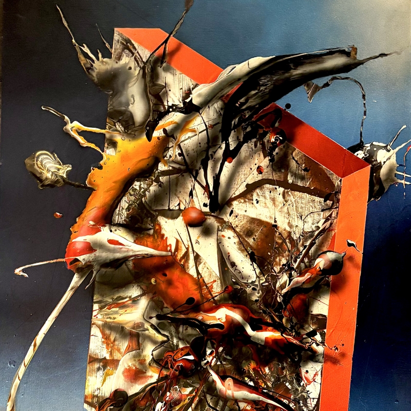 Entropía naranja,
Acrílico sobre lienzo,
61x95 cm